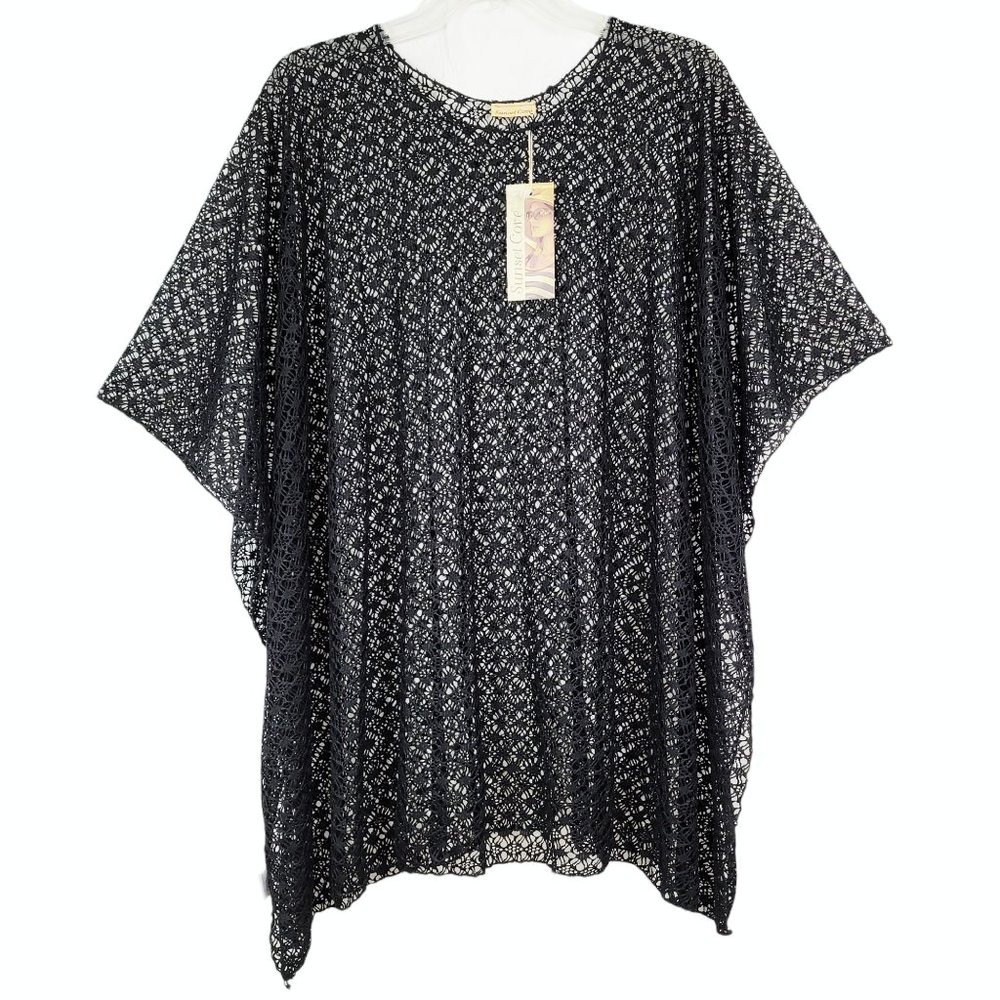 Sunset Cove One Size Swimsuit Cover Up Blk Crochet